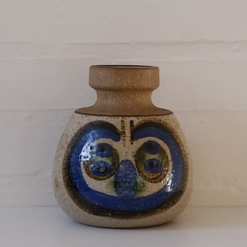 Søholm Keramik, stentøjsvase med blå dekoration