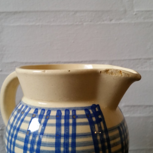 Keramik-kande med blå tern